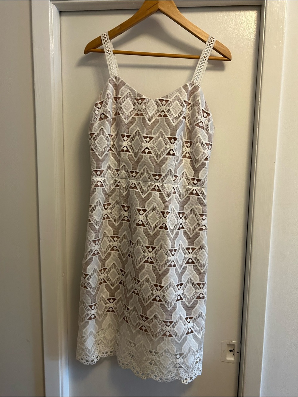 NWT Minan Wong Lace Overlay Dress in Ivory and Taupe